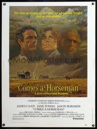 8f411 COMES A HORSEMAN 30x40 '78 cool art of James Caan, Jane Fonda & Jason Robards in the sky!