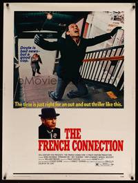 8f422 FRENCH CONNECTION 30x40 '71 Gene Hackman in movie chase climax, William Friedkin directed!