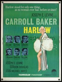 8f427 HARLOW 30x40 '65 cool artwork of Carroll Baker in the title role!