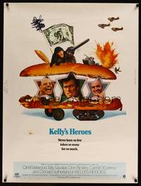 8f430 KELLY'S HEROES 30x40 '70 Clint Eastwood, Telly Savalas, Rickles, Donald Sutherland, WWII!