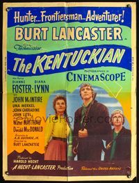 8f431 KENTUCKIAN silkscreen 30x40 '55 star & director Burt Lancaster with frontier family!