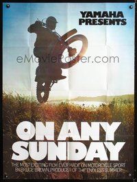 8f441 ON ANY SUNDAY 30x40 '71 Steve McQueen, cool jumping motorcycle image!