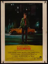 8f453 TAXI DRIVER 30x40 '76 classic art of Robert De Niro by cab, Martin Scorsese directed!