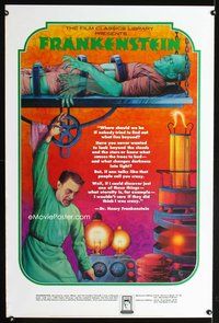 8f359 FRANKENSTEIN special poster '74 cool Melo artwork of mad scientist and monster!