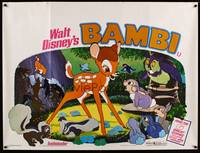 8f189 BAMBI British quad R1976 Walt Disney cartoon deer classic, art with Thumper & Flower!