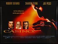 8f199 CASINO DS British quad '95 Martin Scorsese, Robert De Niro & Sharon Stone, Joe Pesci!