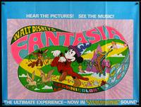 8f216 FANTASIA British quad R76 cool psychedelic artwork, Disney musical cartoon classic!