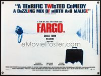8f217 FARGO DS British quad '96 Coen Brothers murder thriller, small town, big crime!