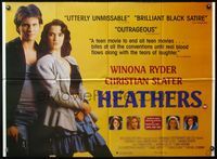 8f234 HEATHERS British quad '89 close up of really young Winona Ryder & Christian Slater!