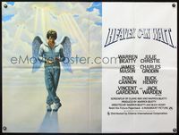 8f235 HEAVEN CAN WAIT British quad '78 art of angel Warren Beatty wearing sweats, football!