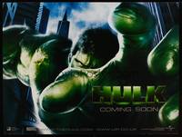 8f241 HULK DS teaser British quad '03 Ang Lee directed, Eric Bana as Bruce Banner, Marvel comics!