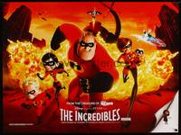 8f246 INCREDIBLES DS British quad '04 Disney/Pixar animated sci-fi superhero family!
