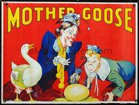 8f059 MOTHER GOOSE stage play British quad '30s cool stone litho art of mom, goose and golden egg!