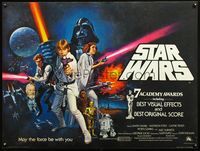 8f294 STAR WARS British quad '77 George Lucas classic sci-fi epic, great art by Chantrell!