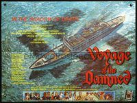 8f314 VOYAGE OF THE DAMNED British quad '76 cool different art of huge ship in water over swastika
