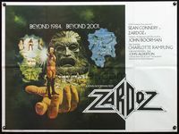 8f318 ZARDOZ British quad '74 artwork of Sean Connery, John Boorman fantasy, beyond 2001!