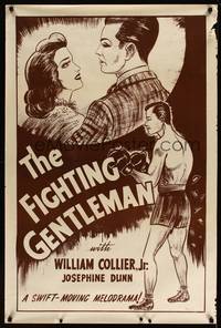8f332 FIGHTING GENTLEMAN 1sh R1940s William Collier, Jr., cool boxing artwork!