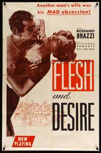8f333 FLESH & DESIRE 1sh '58 La Chair et le diable, Rossano Brazzi, Viviane Romance!