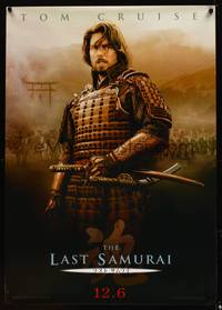 8f148 LAST SAMURAI teaser Japanese 29x41 '03 cool image of Tom Cruise in samurai armor!