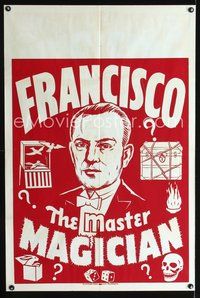 8f024 FRANCISCO THE MASTER MAGICIAN magic show poster '30s cool artwork of magic props!