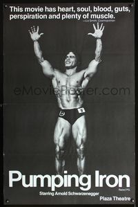 8f392 PUMPING IRON half subway '77 full-length image of body builder Ed Corney over black background!