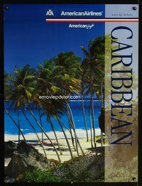 8f032 CARIBBEAN AMERICAN AIRLINES travel poster '98 great image of tropical beach!