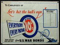 8f015 BUY U.S. WAR BONDS WWII poster '42 shoot straight with our boys, let's hit the bull's eye!