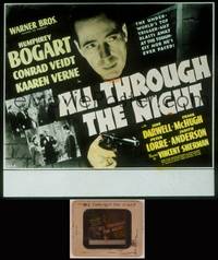 8g019 ALL THROUGH THE NIGHT glass slide '42 fantastic close up of Humphrey Bogart holding gun!