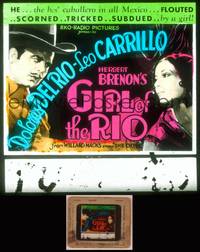 8g046 GIRL OF THE RIO glass slide '32 sexy Dolores Del Rio & Leo Carrillo in Mexico!