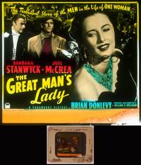 8g049 GREAT MAN'S LADY glass slide '41 Barbara Stanwyck marries Joel McCrea and lives to be 109!
