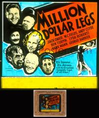 8g067 MILLION DOLLAR LEGS glass slide '32 President W.C. Fields, Jack Oakie, Ben Turpin!