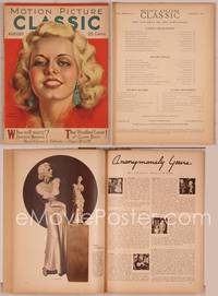 8g096 MOTION PICTURE CLASSIC magazine August 1931, incredible art of Jean Harlow by Marland Stone!