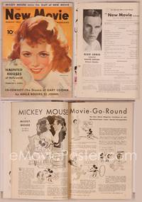 8g104 NEW MOVIE MAGAZINE magazine August 1933, art of pretty Janet Gaynor by Edward L. Chase!