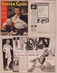 8g119 SCREEN GUIDE magazine November 1939, Clark Gable as Rhett Butler playing poker from GWTW!