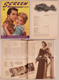 8g130 SCREEN ROMANCES magazine October 1940, art of Cary Grant & Martha Scott by Earl Christy!