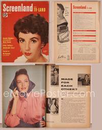 8g085 SCREENLAND magazine January 1954, close up of sexy Elizabeth Taylor with jewels!
