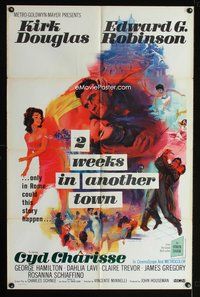 8h010 2 WEEKS IN ANOTHER TOWN 1sh '62 cool art of Kirk Douglas & sexy Cyd Charisse by Bart Doe!