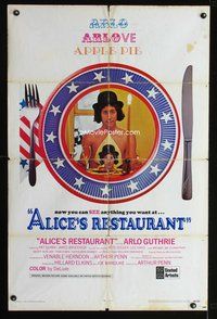 8h031 ALICE'S RESTAURANT int'l 1sh '69 Arlo Guthrie, Arthur Penn, musical comedy!