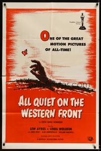 8h034 ALL QUIET ON THE WESTERN FRONT 1sh R60s Lew Ayres in a story of blood, guts and tears!
