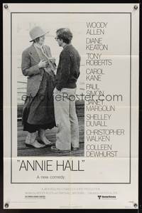 8h052 ANNIE HALL revised 1sh '77 full-length Woody Allen & Diane Keaton, a new comedy!