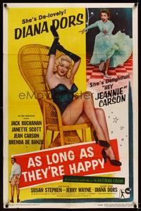 8h058 AS LONG AS THEY'RE HAPPY 1sh '57 sexy Diana Dors is de-lovely, Jean Carson!