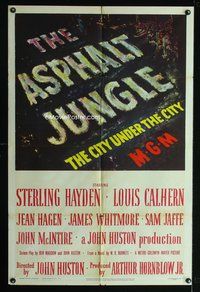 8h060 ASPHALT JUNGLE 1sh '50 Sterling Hayden, John Huston classic film noir!