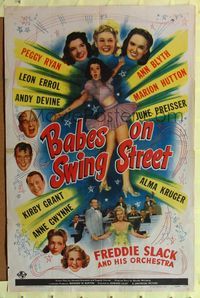 8h062 BABES ON SWING STREET 1sh '44 Peggy Ryan, Ann Blyth, Marion Hutton, Leon Errol!