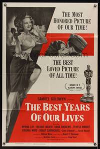 8h074 BEST YEARS OF OUR LIVES 1sh R54 directed by William Wyler, sexy Virginia Mayo!