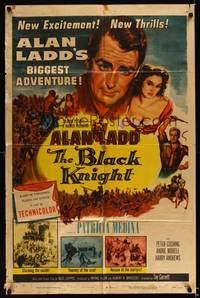 8h087 BLACK KNIGHT style A 1sh '54 Alan Ladd's biggest adventure, sexy Patricia Medina!