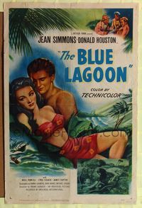 8h100 BLUE LAGOON 1sh '49 great sexy artwork of Jean Simmons, Donald Houston!