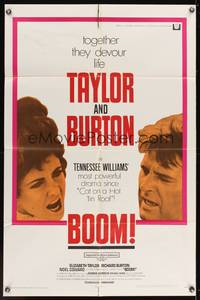 8h105 BOOM 1sh '68 Elizabeth Taylor & Richard Burton, Tennessee Williams drama!