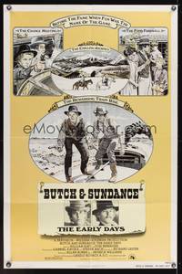8h144 BUTCH & SUNDANCE - THE EARLY DAYS 1sh '79 western art of Tom Berenger & William Katt!