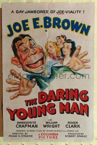 8h245 DARING YOUNG MAN 1sh '42 great artwork of big mouth Joe E. Brown with three sexy girls!