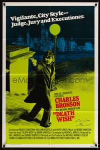 8h255 DEATH WISH int'l signed 1sh '74 by Charles Bronson, he is the judge, jury, and executioner!